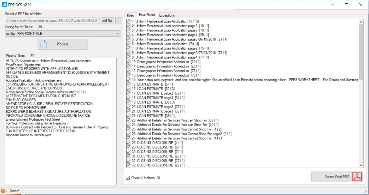 PDF OCR for mortgage company